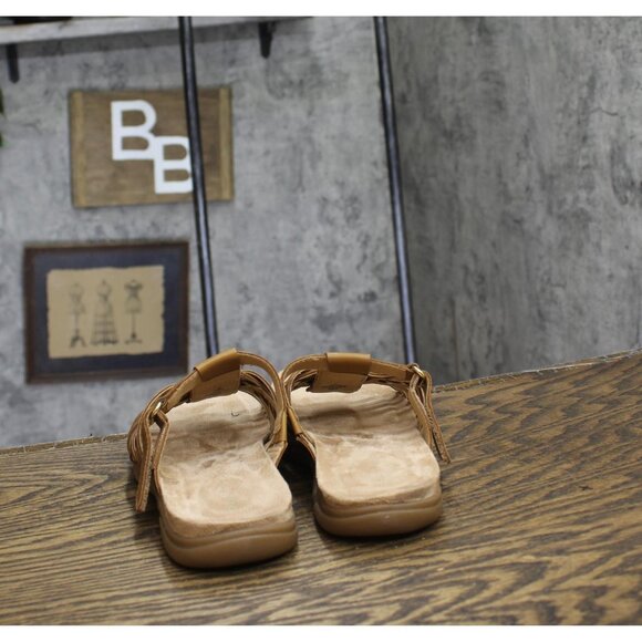 Easy Spirit Womens Strappy Mindi Flat Sandal SEMINDI Cognac Leather Brown 7.5M - Picture 4 of 11